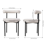 Set Of 2 Sherpa Fleece Dining Chairs With  Backrest And Metal Frame – Soft, Modern, And Cozy Seating For Dining Or Living Spaces | White