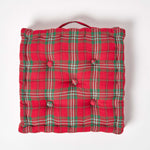 Cotton Tartan Check Floor Cushion | 50cm x 50cm | Red