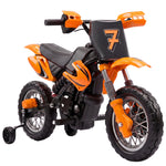 12v Kids Electric Motorbike With Dual Motors Training Wheels | Orange