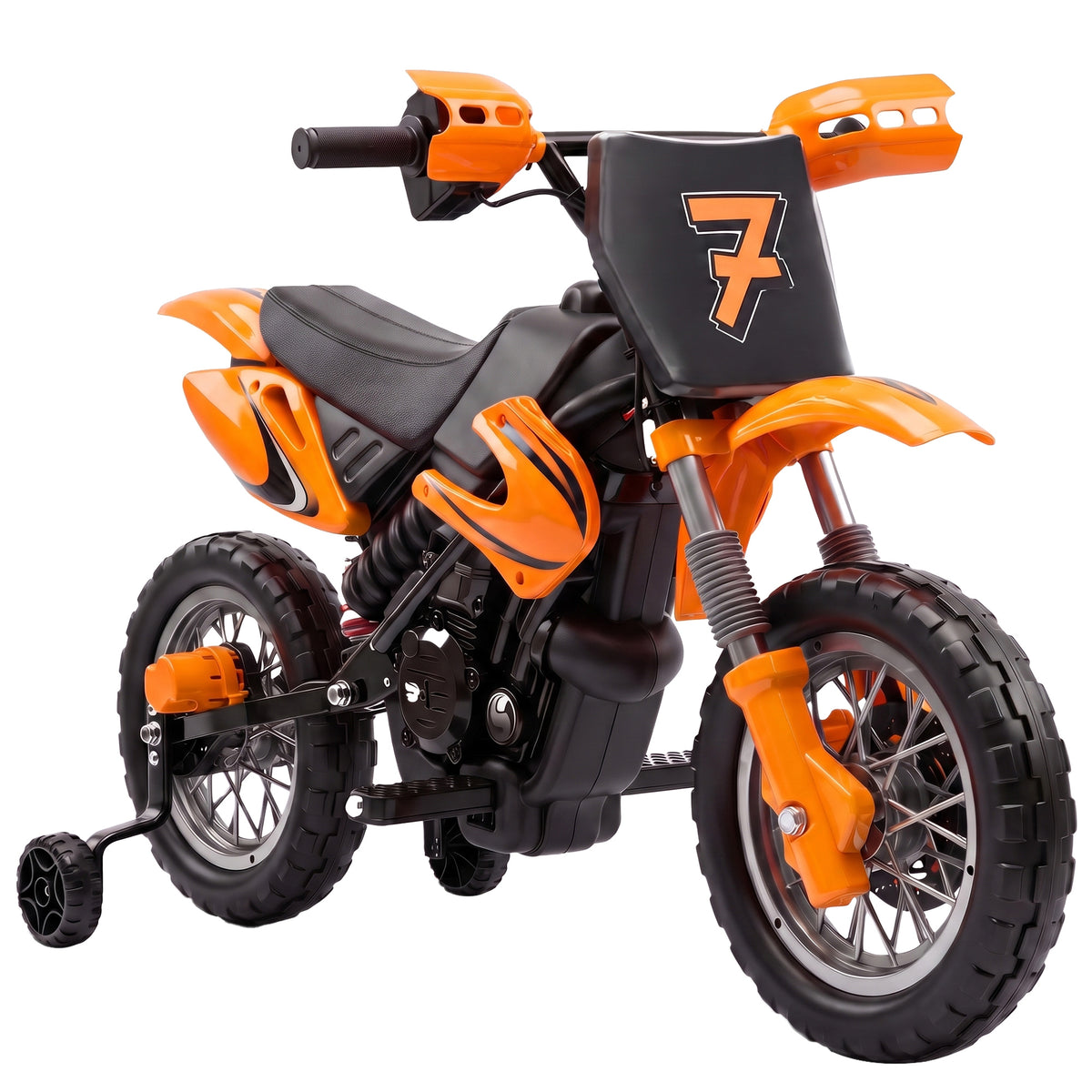 12v Kids Electric Motorbike With Dual Motors Training Wheels | Orange