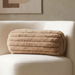 Ribbed Bolster Cushion, 40 X 15cm | 40cm x 15cm | Beige