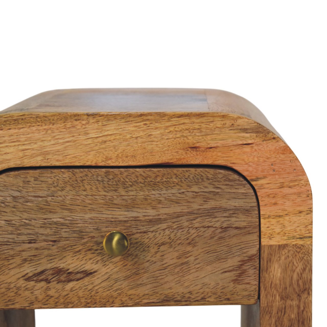 Solid Wood Mini Darcy Oak-ish Nightstand With Curved Edges