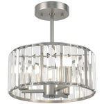 Semi Flush Mount Modern Crystal Chandelier Ceiling Light | Silver