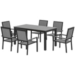 6 Seater Aluminium Garden Dining Set With Stackable Chairs | Gray