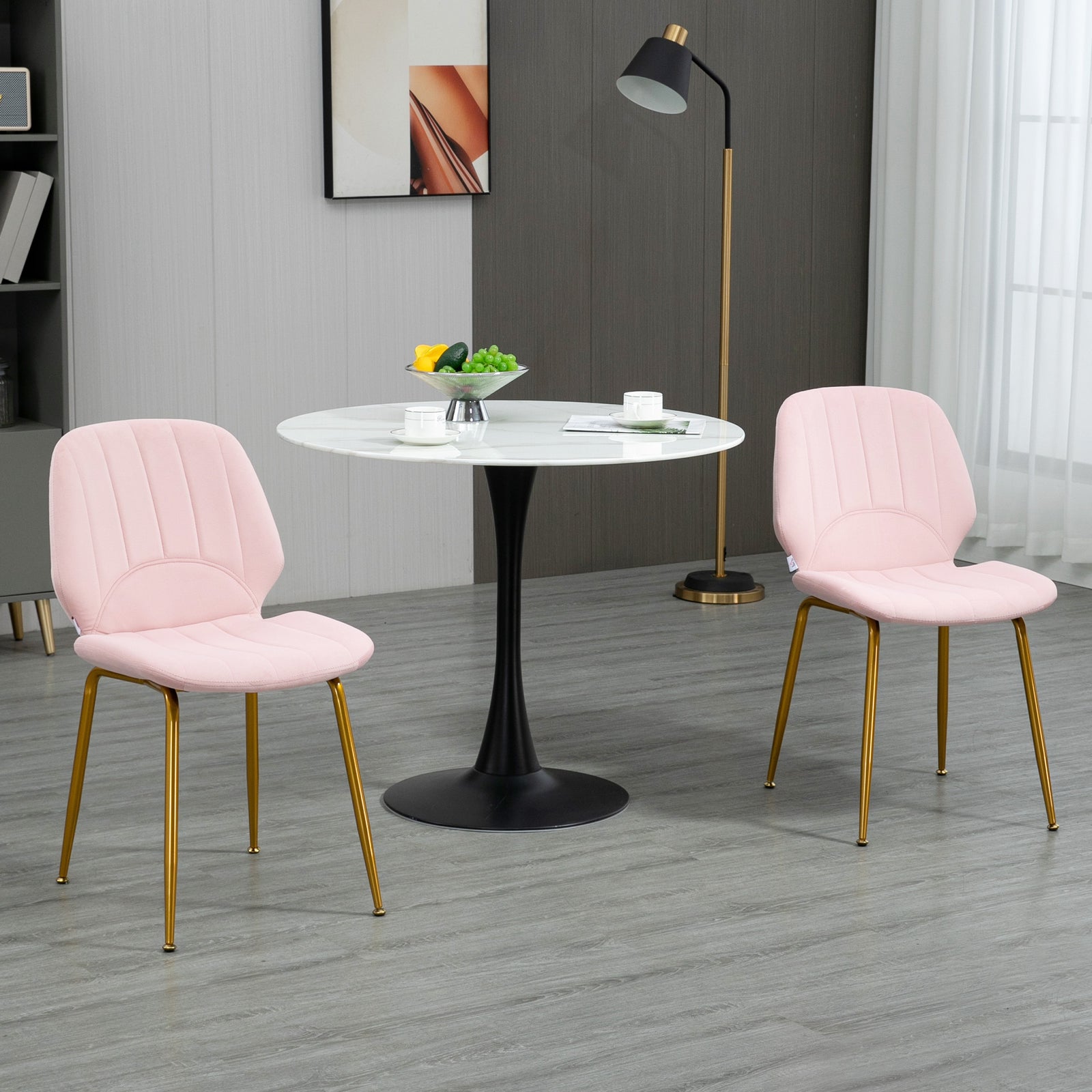 Velvet Upholstered Dining Chair Set Of 2 | Pink
