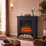 Freestanding Electric Fireplace Suite, 25" 1800w, Open Shelf | White