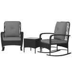 Rattan Bistro Set Balcony Furniture With Rocking Chairs | Black