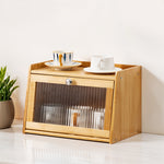 2-tier Bamboo Bread Storage Cabinet For Kitchen Counter | Natural
