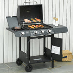 3+1 Gas Bbq, Side Burner, Warming Rack | Black