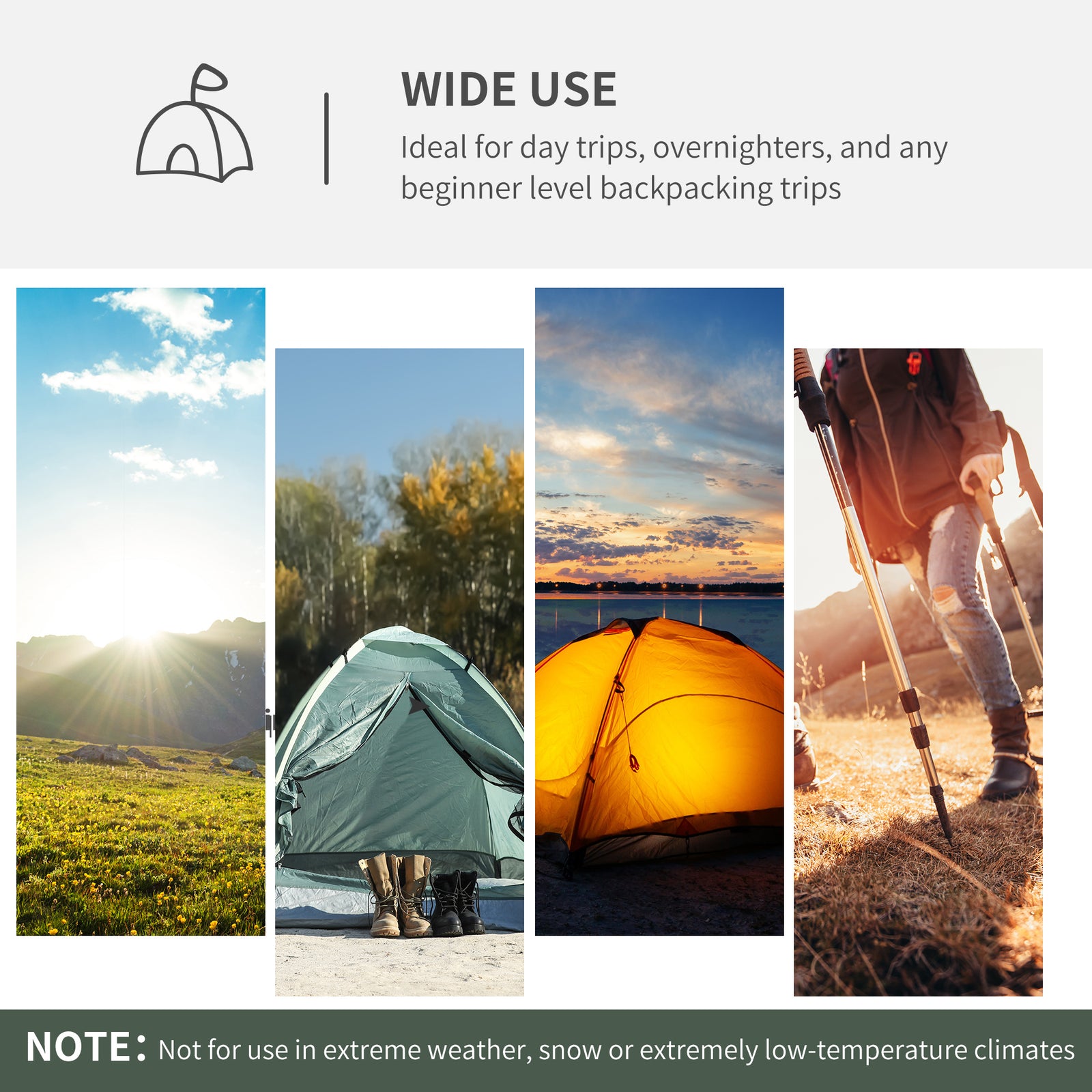 Compact Camping Tent W/ Vestibule & Mesh Vents For Hiking | Blue