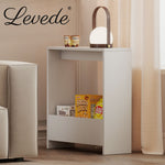 Levede Side Table With Magazine Storage End Table Narrow For Living Room White