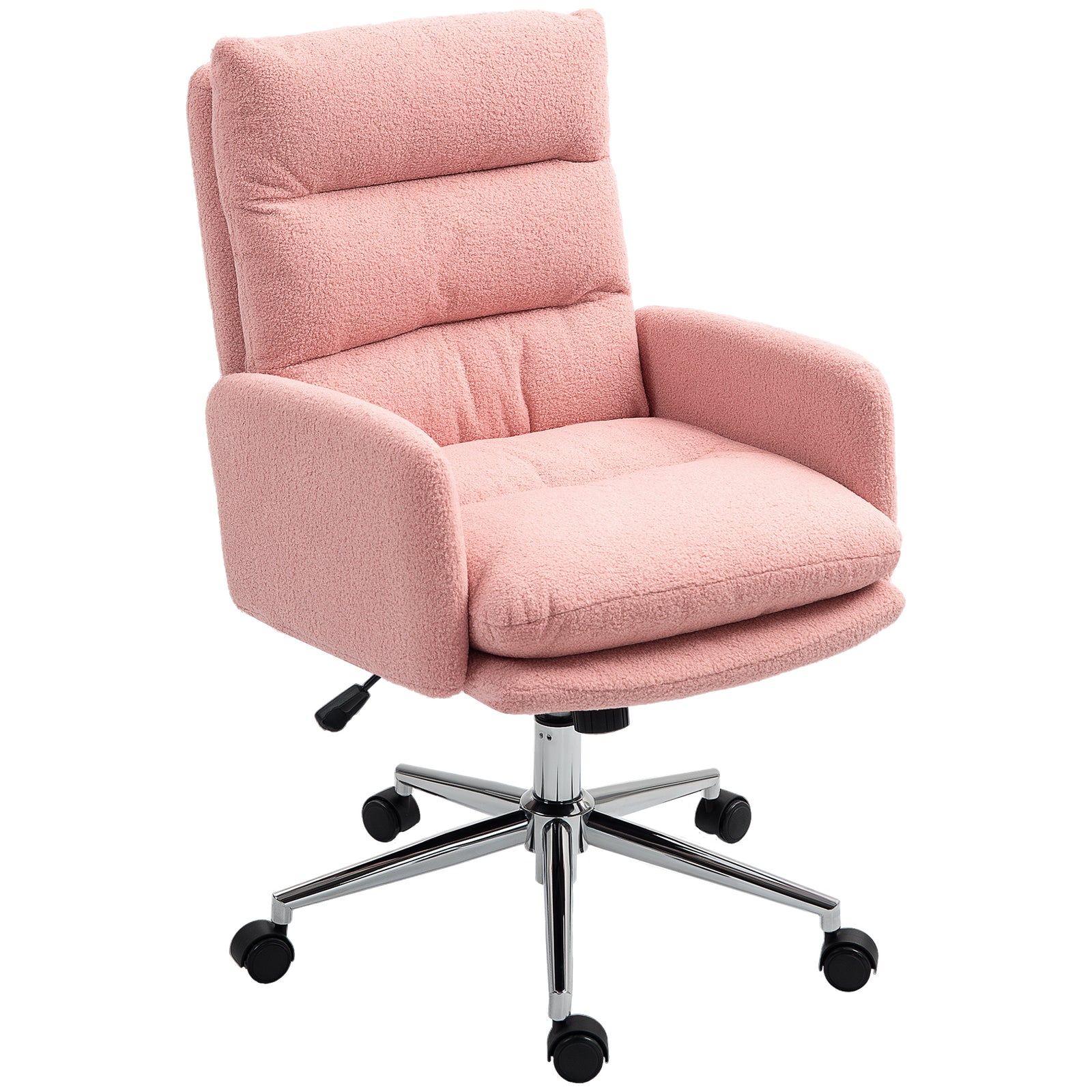 Upholstered Desk Chair With Height Adjustable | One Size | Pink