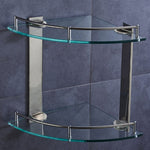 2-tier Tempered Glass Corner Shelf Bathroom Wall Mounted
