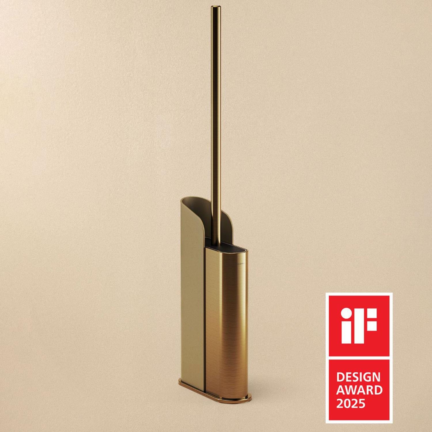 Silicone Toilet Brush Floor Or Self-adhesive Flat Collection | Brushed Brass