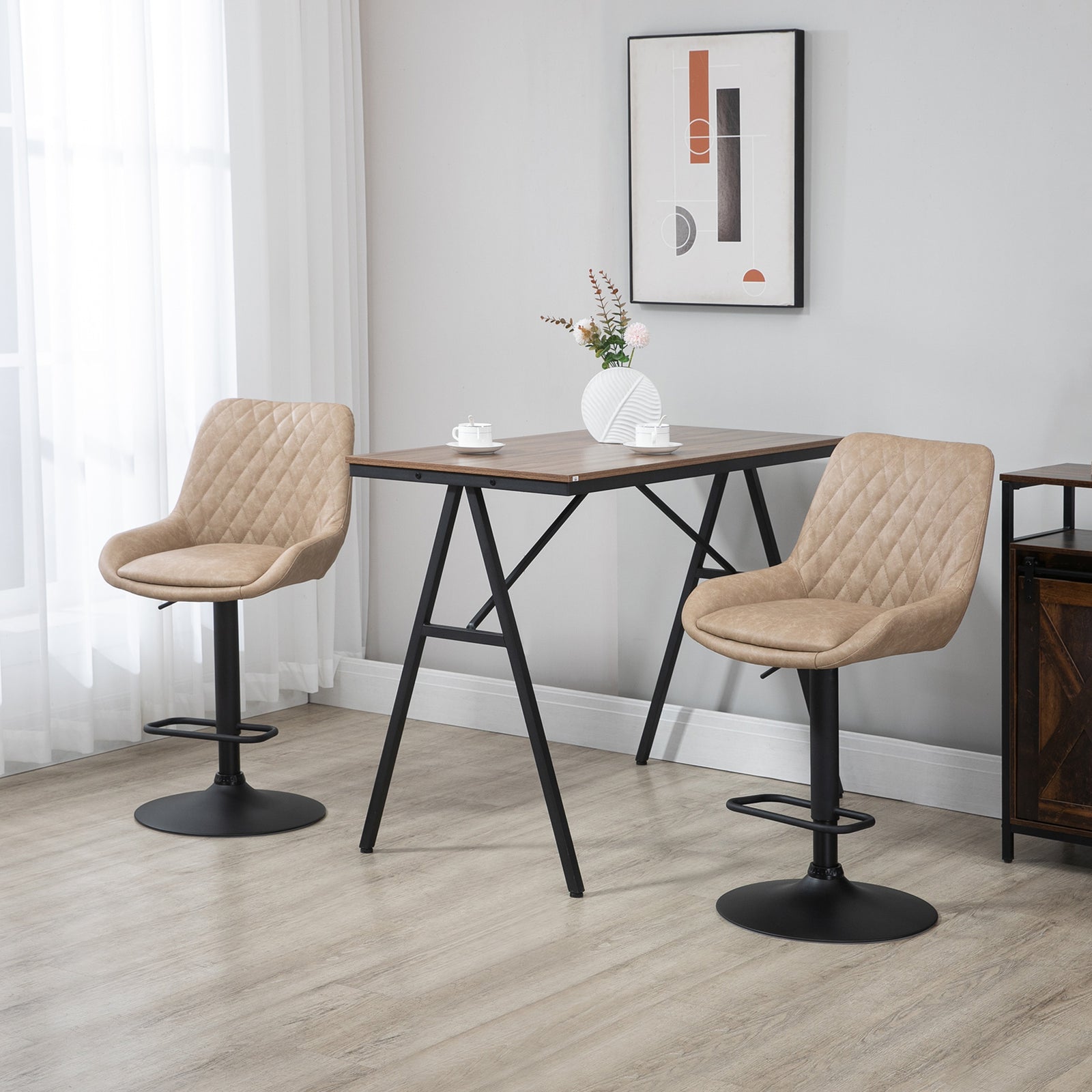 Adjustable Bar Chairs 360° Swivel Kitchen | Khaki