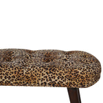 Solid Wood Leopard Print Deep Button Bench