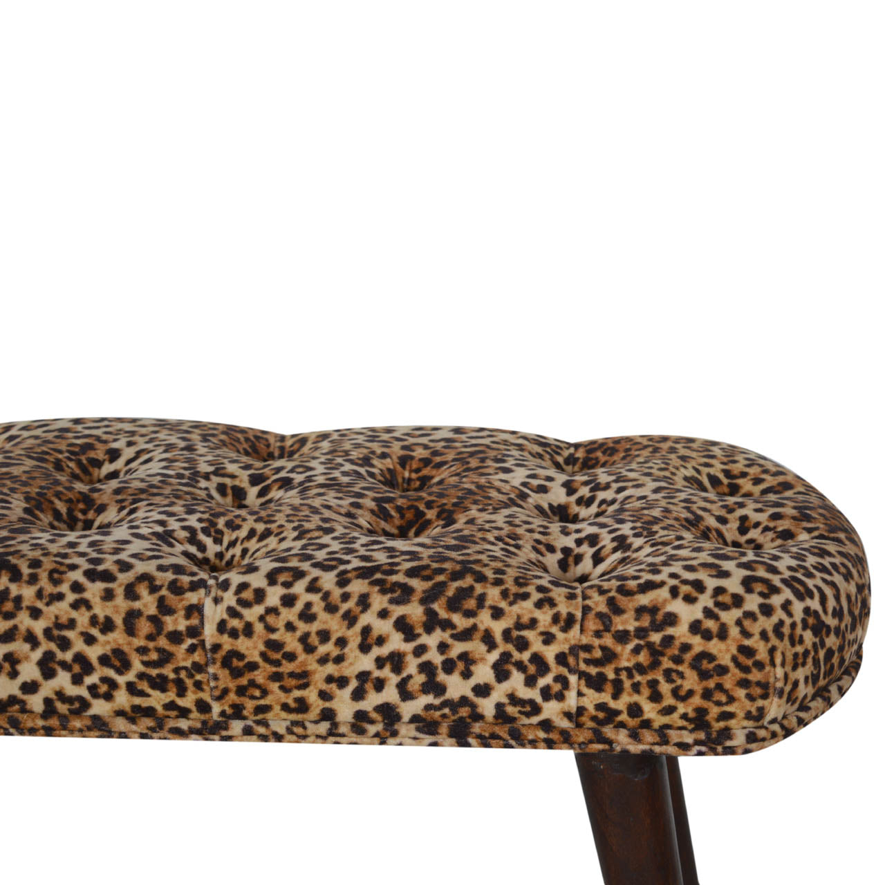 Solid Wood Leopard Print Deep Button Bench