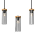Elica Hand Made Designer Pendant Lamp With Elegant Smoked Glass Cylindrical Shades