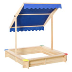 Kids Wooden Cabana Sandbox Children Outdoor Playset W/ Bench Canopy