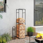 Outsunny Metal Firewood Log Holder, Firewood Rack