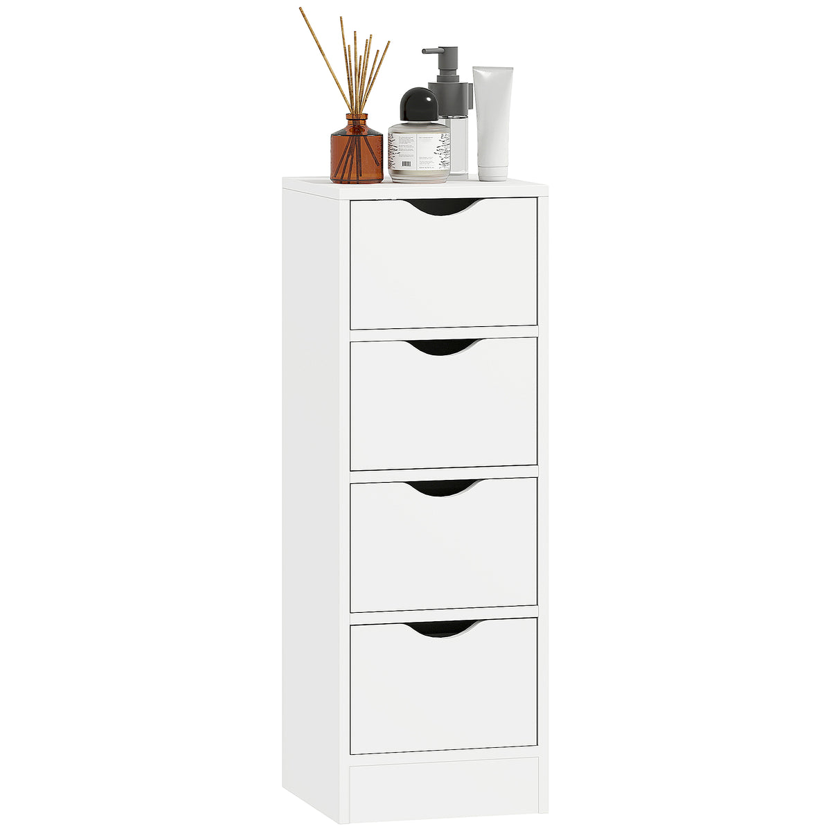 HOMCOM 4-drawer Bathroom Cabinet, Freestanding Narrow Cabinet, White