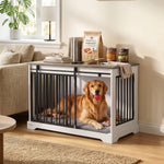 Dog Crate Furniture With Sliding Barn Door | 100cm | White