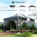 3 X 4.5 M Pop Up Gazebo With Mesh, Heavy Duty Party Tent Marquee | Dark Grey