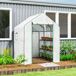 Walk-in Greenhouse W/ 4/8 Shelves, Outdoor Small Greenhouse | Large | White