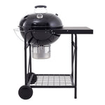 Round Charcoal BBQ Grill with Lid, Carbon Steel Outdoor Barbecue