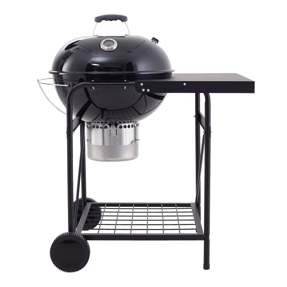 Round Charcoal BBQ Grill with Lid, Carbon Steel Outdoor Barbecue
