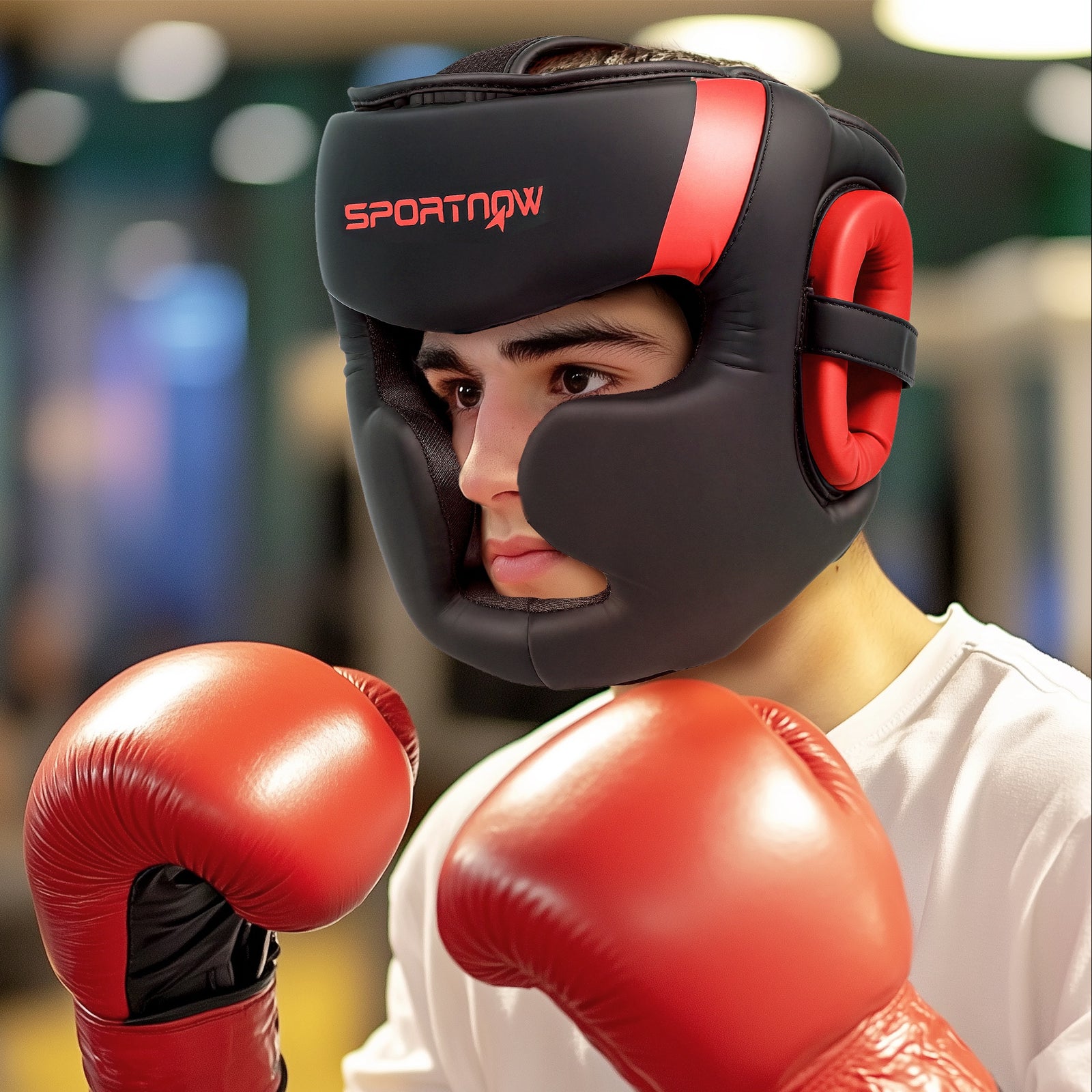 Boxing Headguard For Full Face Protection | Red