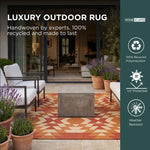 Luxury Outdoor Rug Waterproof Reversible For Garden Patio 100% Recycled, Orange Anya Aztec | 120cm x 180cm | Orange