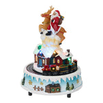 Christmas Xmas Santa Claus Reindeer Music Box Ornament With Lights