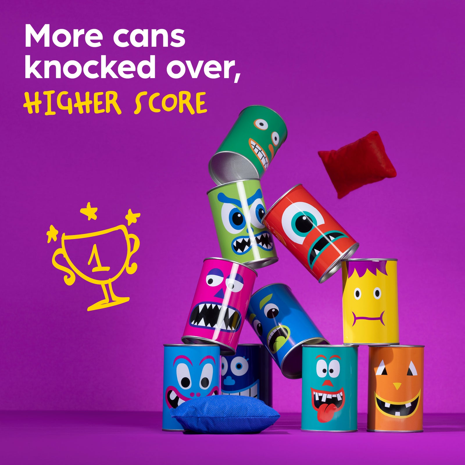 Hillington Bean Bag Toss Carnival Game With 10 Cans And 3 Beanbags Set