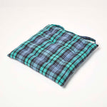 Tartan Check Seat Pad With Button Straps 100% Cotton, 40 X 40 Cm | Set-of-1 | Blackwatch