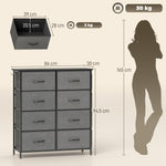 Fabric Chest Of Drawers, 8 Drawer Dresser For Bedroom | Grey