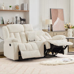 Lovell 2 Seat Manual Recliner Sofa With Central Console | Cream