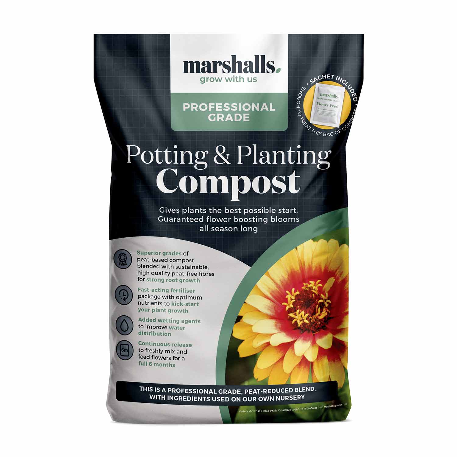 Marshalls Garden Potting & Planting Compost 50l — Peat-reduced (60%) With 6-month Feed - 2 x 50l