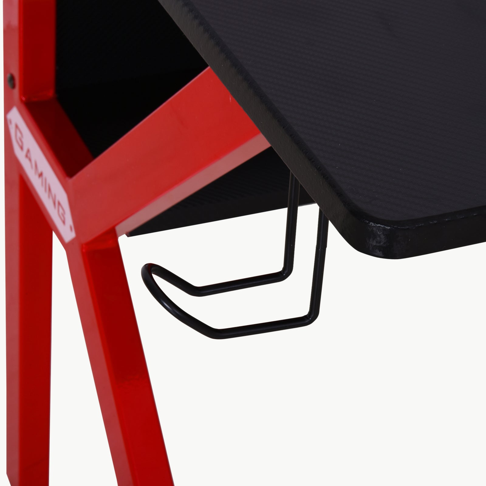Gaming Desk Table W/ Cup Holder Basket Red