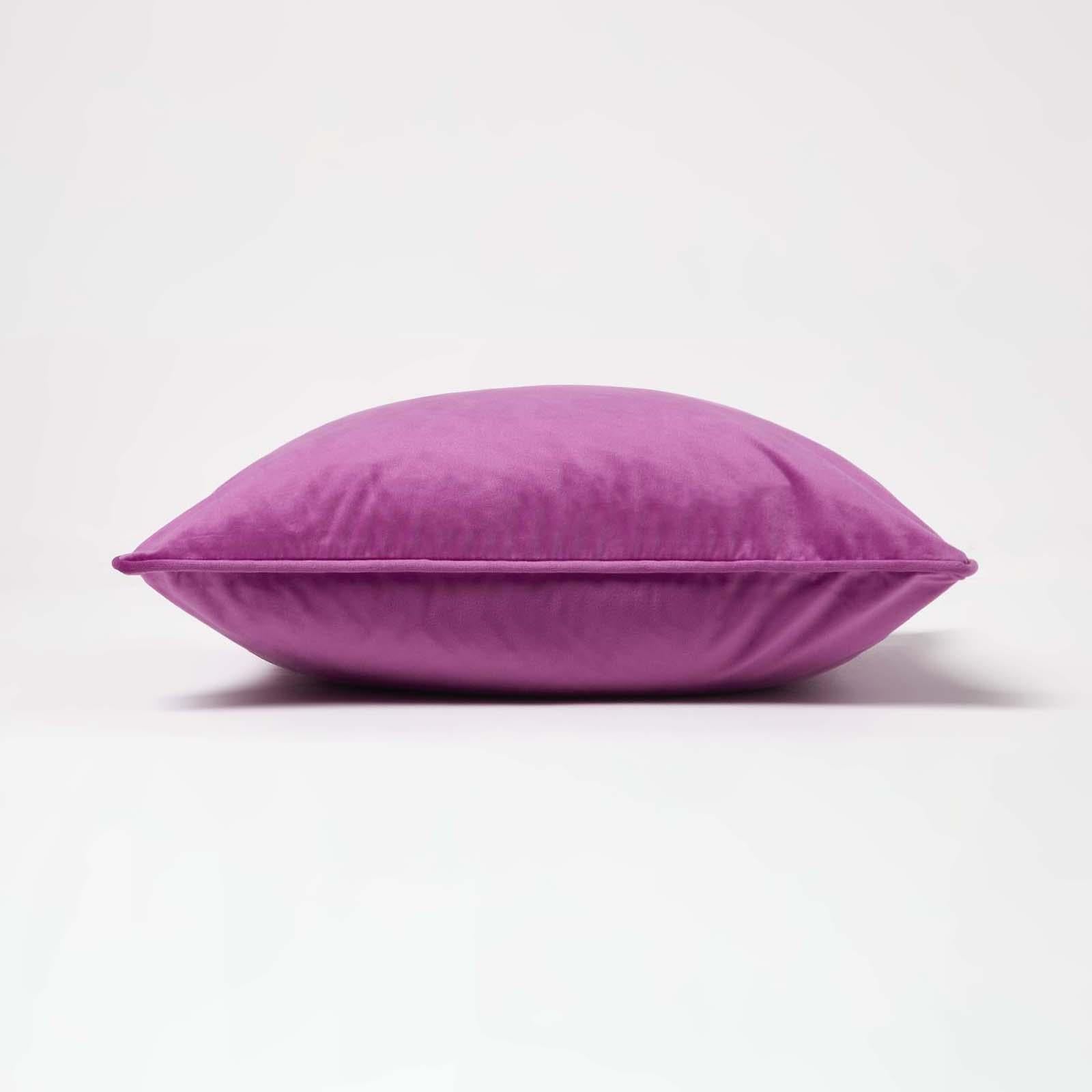 Filled Velvet Cushion With Piped Edge 46 X 46 Cm | 45cm x 45cm | Hot Pink
