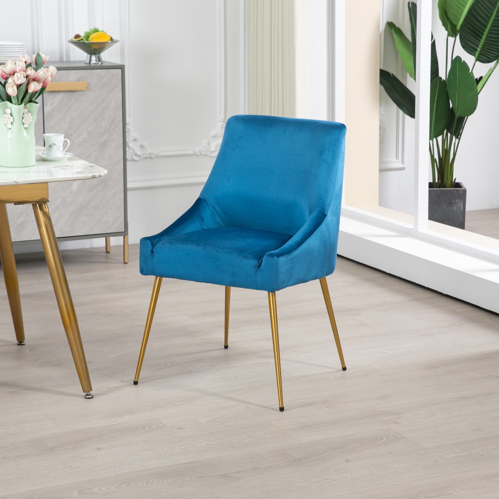 Set Of 2 Lograto Velvet Dining Chairs | Blue