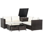 Outsunny 4pcs Rattan Garden Furniture, Patio Sofa Storage & Table Set