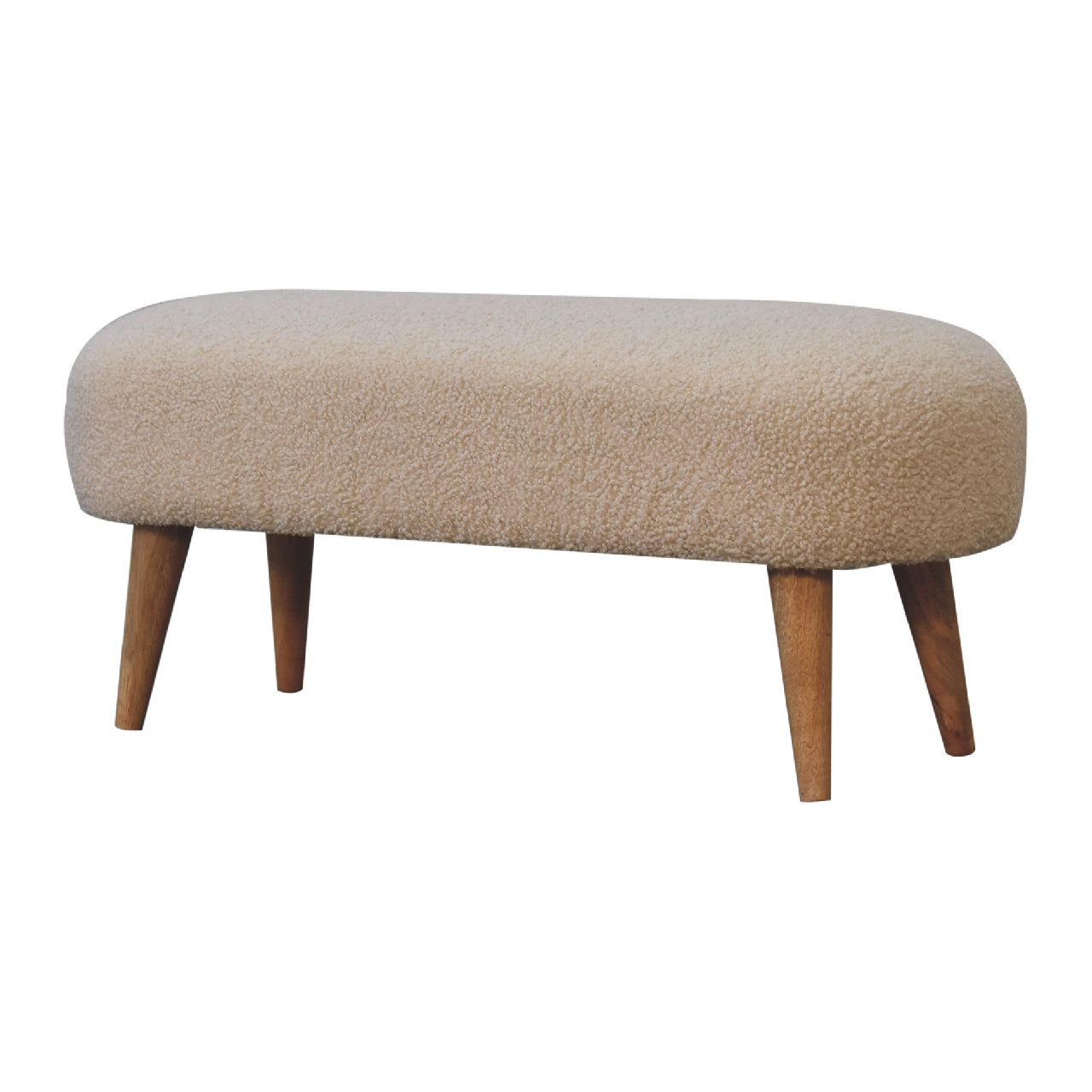 Solid Wood Boucle Hallway Bench