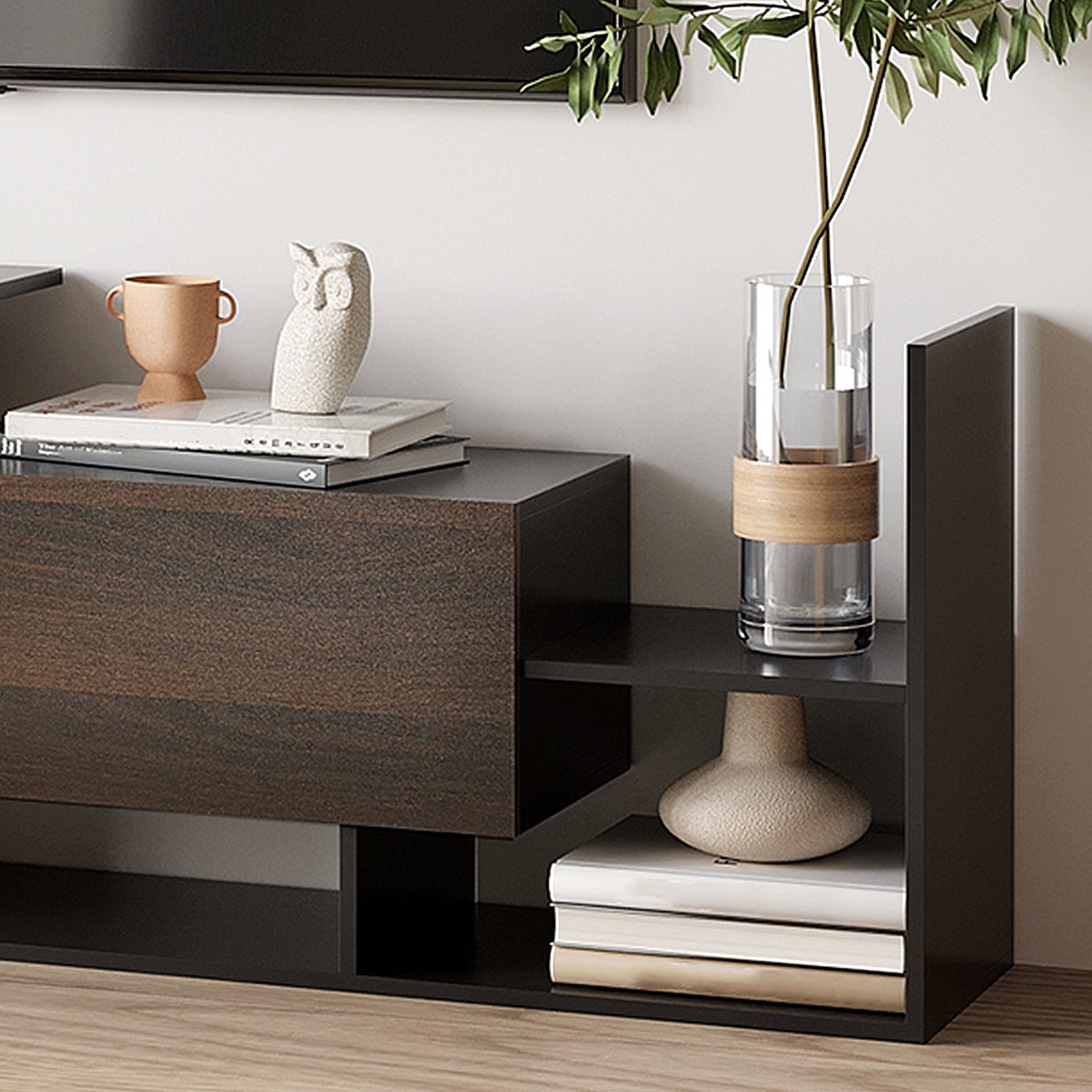 Tv Cabinet Wall-mounted Shelf Open | Black