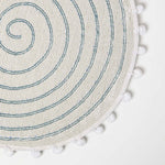 Spiral Cotton Round Bath Mat With Pom Pom Edges | 60cm | Teal