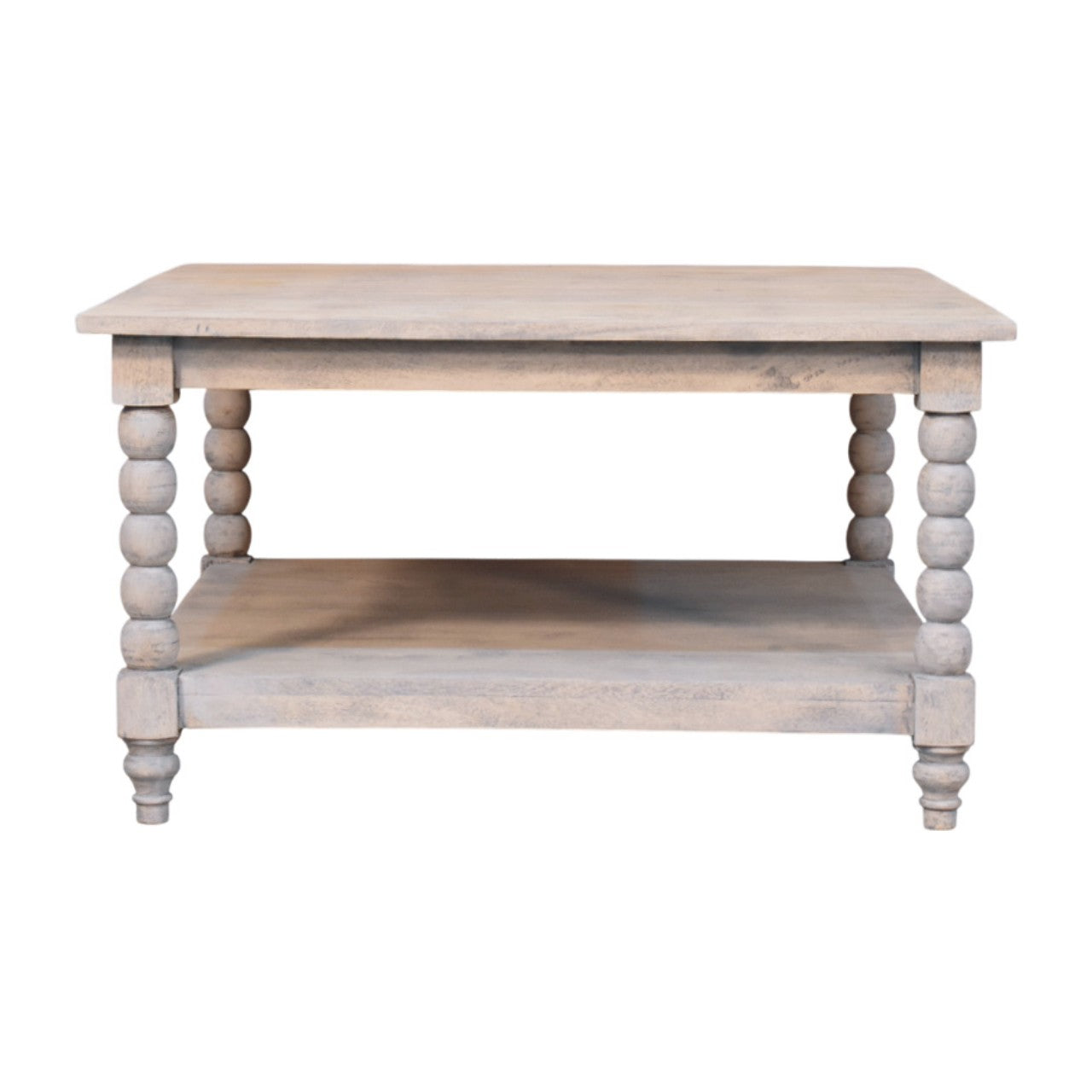 Solid Wood Barclay Acid Wash Coffee Table, Open Shelf, Grey