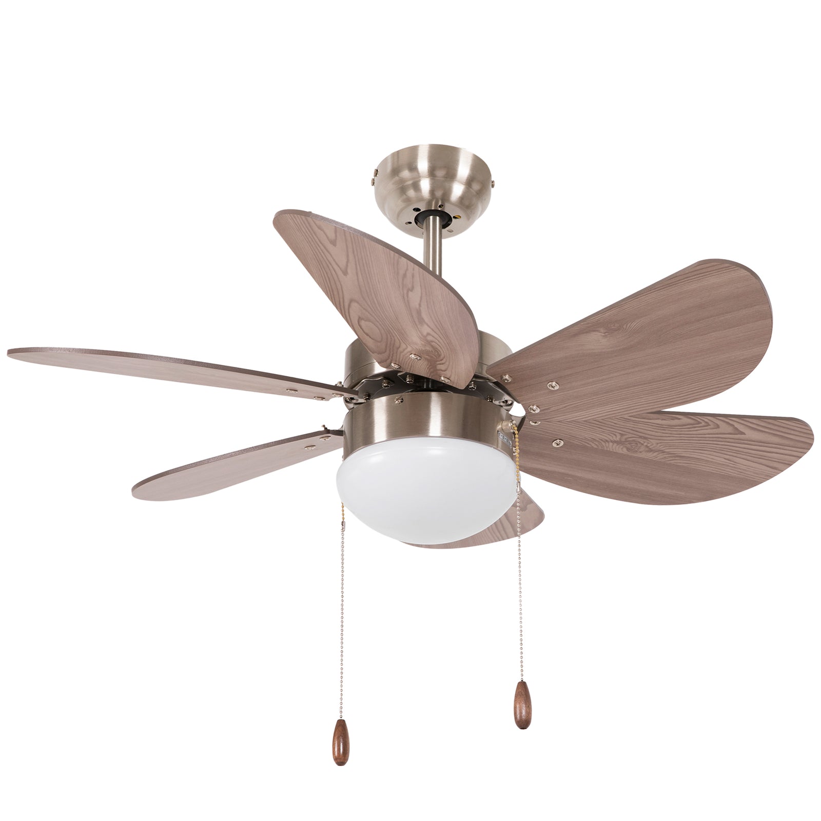 Mounting Reversible Ceiling Fan With Light Pull-chain Switch | One Size | Brown