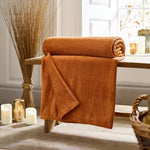 Snuggle Touch Solid Colour Fleece Throw – 140x180cm – Super Soft Plain Blanket | 140cm x 180cm | Orange