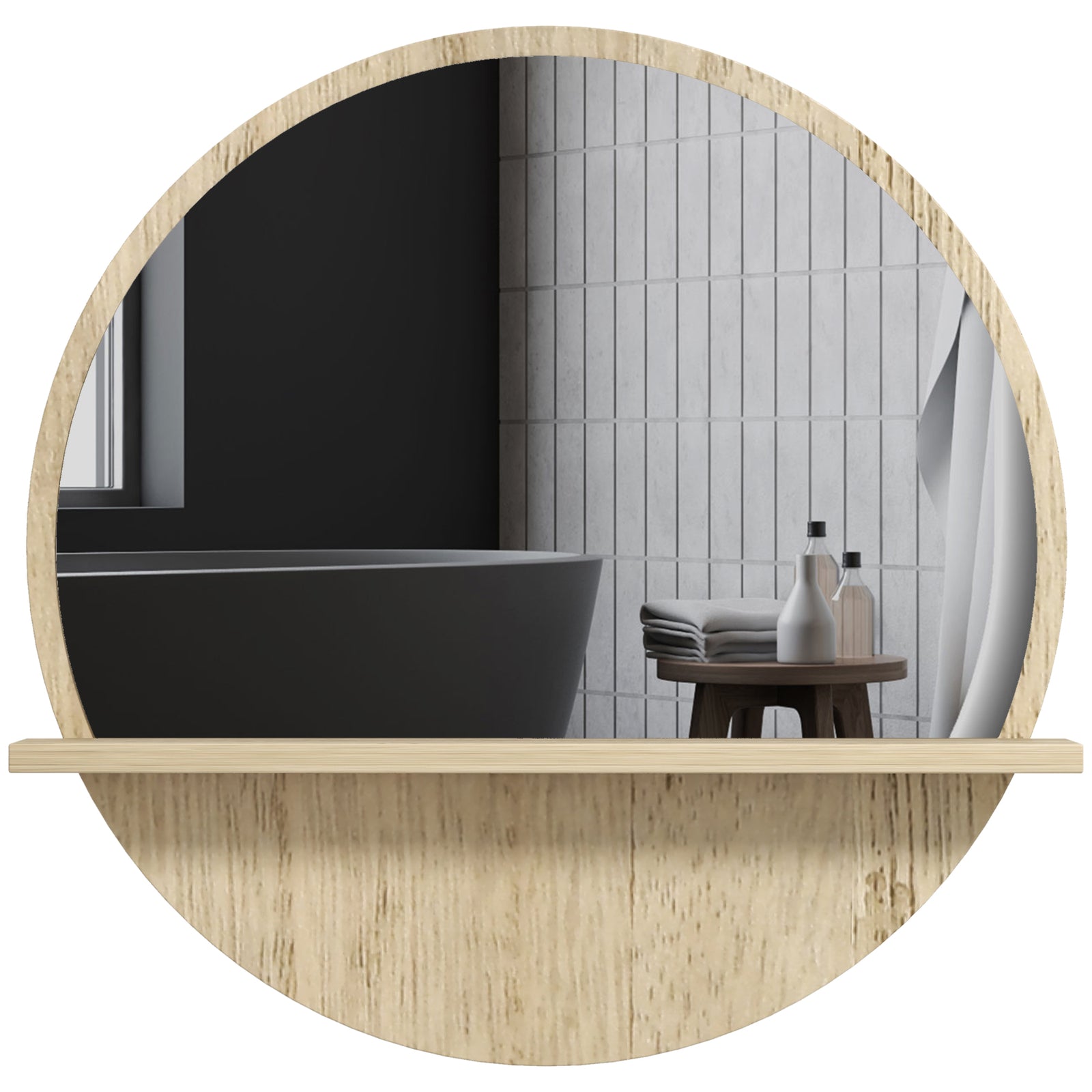 Round Mirror For Wall Makeup Mirror With Shelf | One Size | Natura