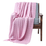 Combed Cotton Cable Knit Throw | 130cm x 170cm | Pink